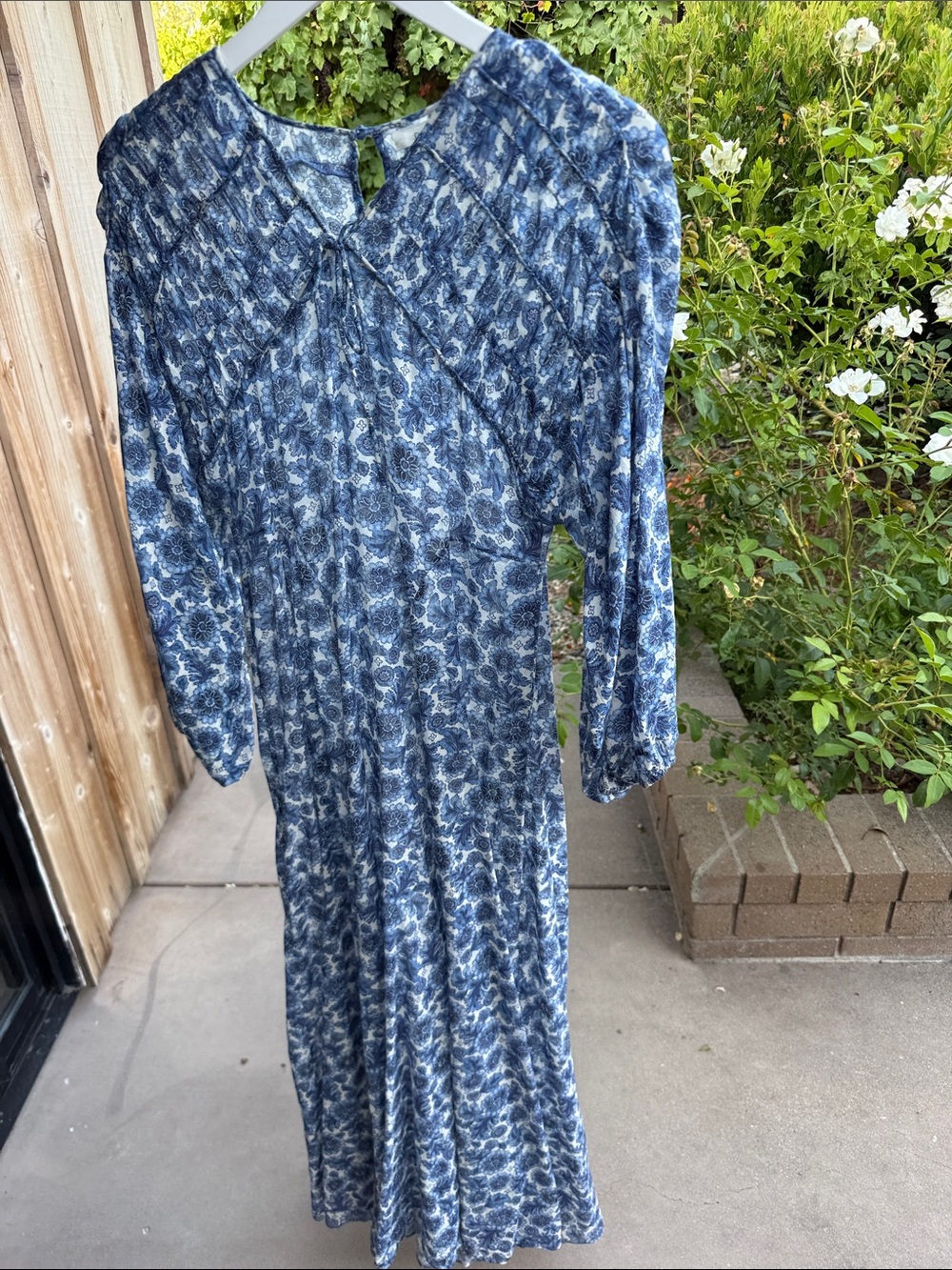 Doen Nayali Blue Floral Maxi Dress - long sleeve 100% cotton